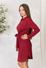 Culture Code Full Size Tie Front Half Zip Long Sleeve Shirt Dress - My Store