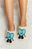 Melody Love Heart Print Plush Slippers - My Store