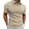 Summer New Men's Zipper Waffle Polo Shirt Short Sleeve Waffle - My Store