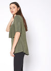 Women's Mock Neck Short Sleeve Ruffled Yoke Top - My Store