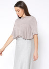 Women's Mock Neck Short Sleeve Ruffled Yoke Top - My Store