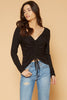 Women's V-Neck Ruched Top in Black - My Store