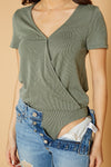 Women's V-Neck SS Surplus Bodysuit in Green - My Store