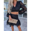 New European and American Long Sleeve Lace Set INS Casual Vacation Lan - My Store