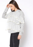 Women's Layered Lace Front Crewneck Sweatshirt - My Store