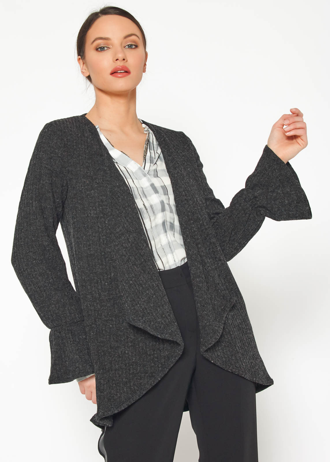 Women's Open Front Ruffle Sleeve Cardigan - My Store