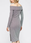 Women's Glen Plaid Off Shoulder Crisscross Dress In Grey Black - My Store