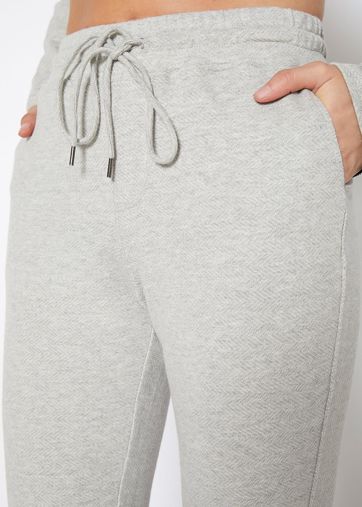 Women's Drawstring Waist Fitted Jogger Pants In Heather Grey - My Store