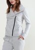 Women's Oversized Collar Zip-Up Moto Jacket In Heather Grey - My Store