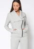 Women's Oversized Collar Zip-Up Moto Jacket In Heather Grey - My Store