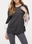 Woven's Bell Sleeve Sweatshirt In Charcoal - My Store