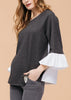 Woven's Bell Sleeve Sweatshirt In Charcoal - My Store