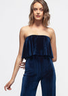 Women's Ribbed Velvet Tube Top Jumpsuit In Ultra Marine - My Store