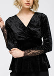 Women's Velvet Wrap Peplum Top - My Store