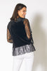 Long Sleeve Velvet Top With Lace Trim in Black - My Store