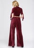 Women's Velvet Wide Leg High Waist Pants In Mulberry - My Store