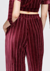 Women's Velvet Wide Leg High Waist Pants In Mulberry - My Store