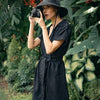 ARYA Safari Linen Midi Dress, in Black - My Store