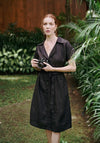 ARYA Safari Linen Midi Dress, in Black - My Store