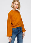 Women's Crewneck Ruched Sleeve Sweatshirt - My Store