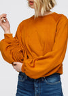 Women's Crewneck Ruched Sleeve Sweatshirt - My Store