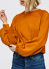 Women's Crewneck Ruched Sleeve Sweatshirt - My Store