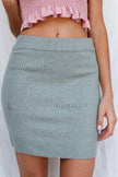 Green Knit High Waist Distressed Mini Skirt