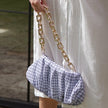 AWAN Ruffle Bag, in Navy Blue Gingham - My Store