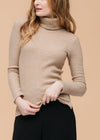 Women's Soft Turtle Neck Ribbed Knit Sweater Top - My Store