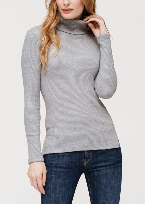 Women's Soft Turtle Neck Ribbed Knit Sweater Top - My Store