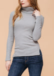 Women's Soft Turtle Neck Ribbed Knit Sweater Top - My Store