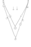 Layered Chain Coin Station Necklace Ball Earring Set - LEATHERS AND FEATHERS