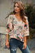 Apricot 3/4 Flared Sleeve Floral Chiffon Blouse - My Store