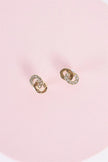 Gold & Rhinestone Incrusted Linked Hoop Stud Earrings - My Store