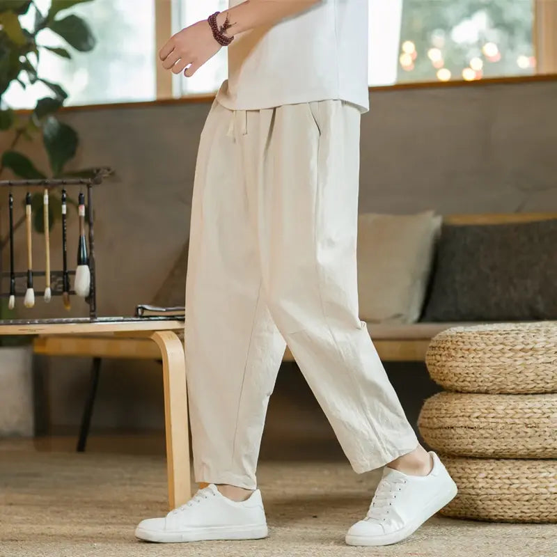 Summer Men's Cotton Linen Casual Pants Breathable Streetwear - My Store