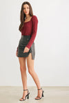 Burgundy Smocked Square Neck Long Sleeve Top /2-2-2 - My Store