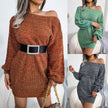 Autumn And Winter Casual Off The Shoulder Color Lantern Sleeve Knitted - My Store