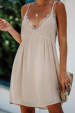 Beige Spaghetti Straps Lace Babydoll Dress - My Store