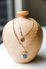 Gold Chain Abalone Asymmetrical Circle Tiny Pearl Pendants Necklace - My Store