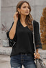 Black Flare Sleeve V Neck Loose Women's Chiffon Blouse - My Store