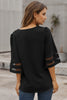 Black Flare Sleeve V Neck Loose Women's Chiffon Blouse - My Store