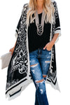 Black Boho Tokyo Medallion Kimono Beach Cover Up - My Store