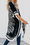 Black Boho Tokyo Medallion Kimono Beach Cover Up - My Store