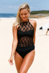 Black State Of Lace High Neck Tankini & Premiere Tab Side Bikini - My Store