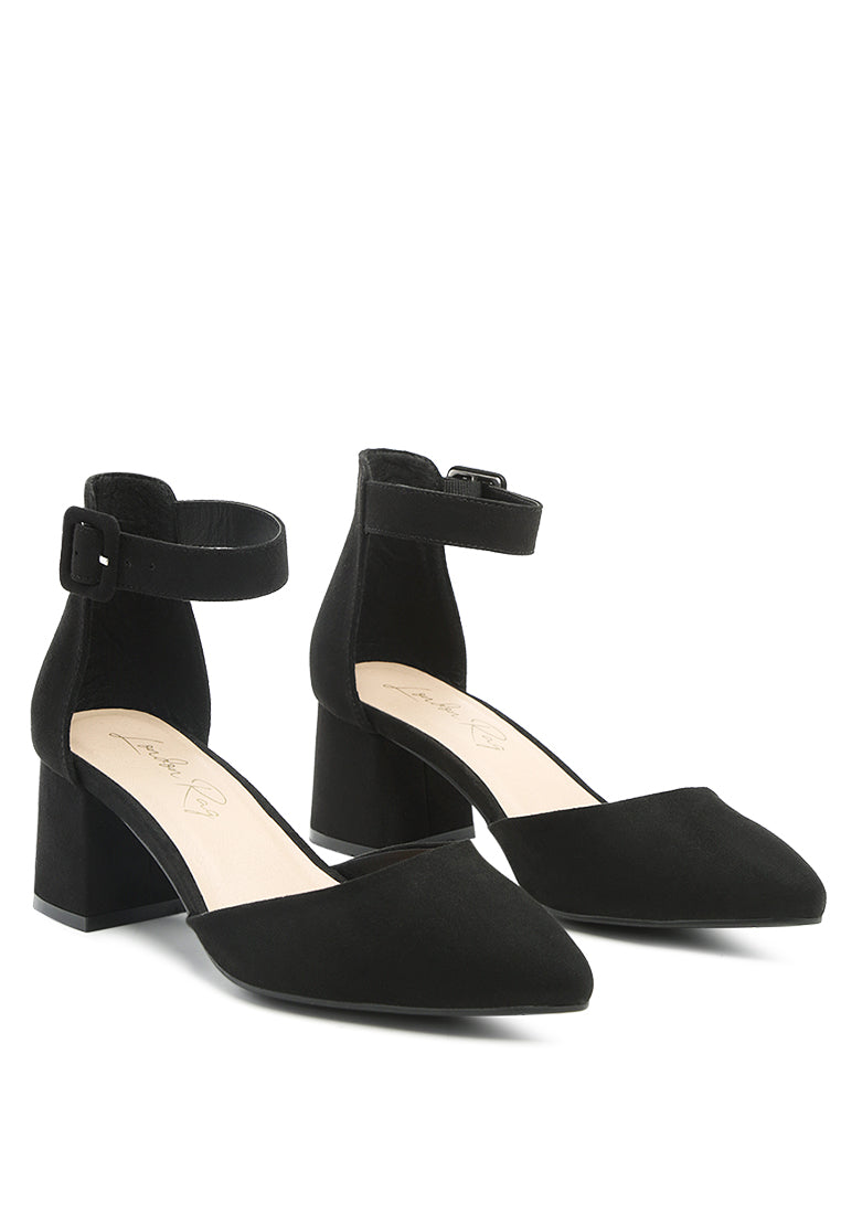 Nymph Faux Leather Low Block Heel Sandals - My Store