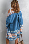 Blue Aztec Print Cardigan - My Store