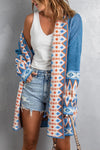 Blue Aztec Print Cardigan - My Store