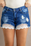 Lace Distressed Jean Shorts - My Store