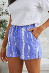 Blue White Tie Dye Drawstring Casual Shorts - My Store