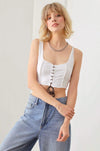 Solid Lace Up Sleeveless Round Neckline Front & Back Crop Top